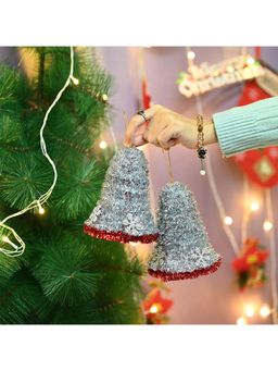 Voncasa - Glossy silver Christmas Decoration Plastic Bell (Set of 2)