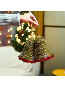 Voncasa - Glossy silver Christmas Decoration Plastic Bell (Set of 2)