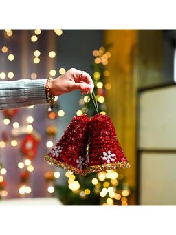 Voncasa - Glossy silver Christmas Decoration Plastic Bell (Set of 2)