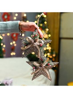 Voncasa - Glossy Silver Christmas Decoration Plastic Star (Set of 2)