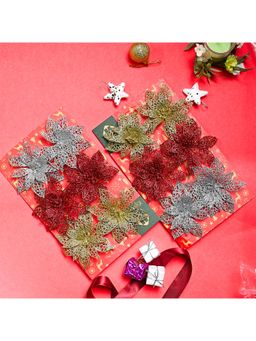 Voncasa - Glossy Golden & Silver Christmas Decoration Plastic Star (Set Of 2)