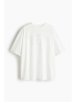 H&M - Women White Oversized Fit Printed Sports T-Shirt