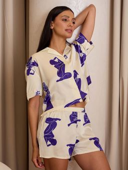 Sweet Dreams - Women Cream Silky Shirt & Shorts (Set of 2)