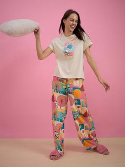 Sweet Dreams - Women Cream Snoopy T-shirt & Pyjama (Set of 2)