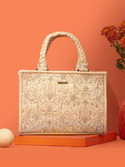 AMYRA - Zen Embroidered Handbag - Beige