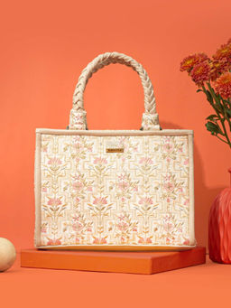 AMYRA - Mogra Embroidered Handbag - Off White