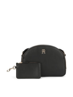 Tommy Hilfiger - Solid Black PU Sling Bag with Pouch (Set of 2)