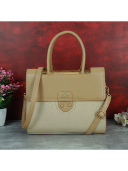 NFI Essentials - Women Solid Beige Satchel with Detachable Strap