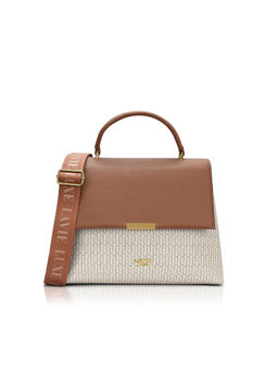 Lavie Luxe - Women Off White Mono Marsh25 Satchel with Detachable Strap (M)