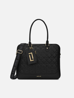 Lavie Luxe - Women Black Decode 2 Compartment Handbag with Pouch & Detachable Strap (Set of 2) (L)
