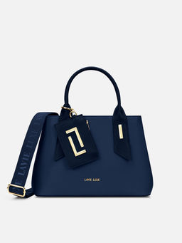 Lavie Luxe - Women Navy Blue Duo Rumba Satchel with Detachable Strap (M)