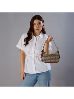 Juicy Couture - Women Beige Jacquard Typography Elida Handbag