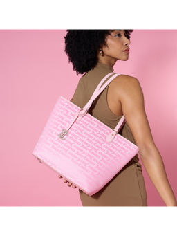 Juicy Couture - Women Pink Jacquard Typography Flora Tote Bag