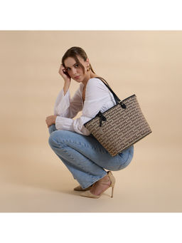 Juicy Couture - Women Beige Jacquard Typography Flora Tote Bag