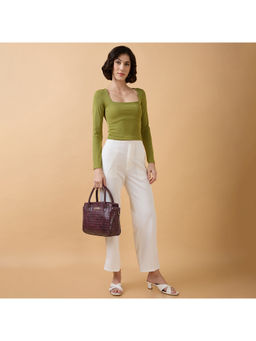 Caprese - Women Cristina Burgundy Satchel with Detachable Strap (M)