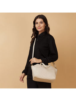 Caprese - Women Beige Lucya Satchel with Detachable Strap (M)