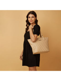Caprese - Bradley Beige Quilted Tote Shoulder Bag (M)