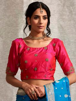 WeaverStory - Fuschia with Bazuband Embroidery and Booti Blouse