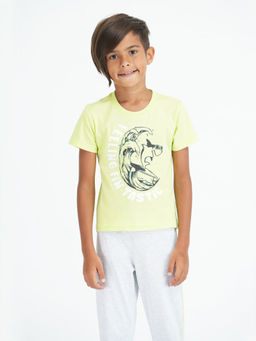 mackly - Boys Printed Green T-Shirt and Pyjama (Set of 2)