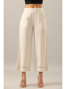 Juniper - Off White Solid Liva Rayon Pant Pant