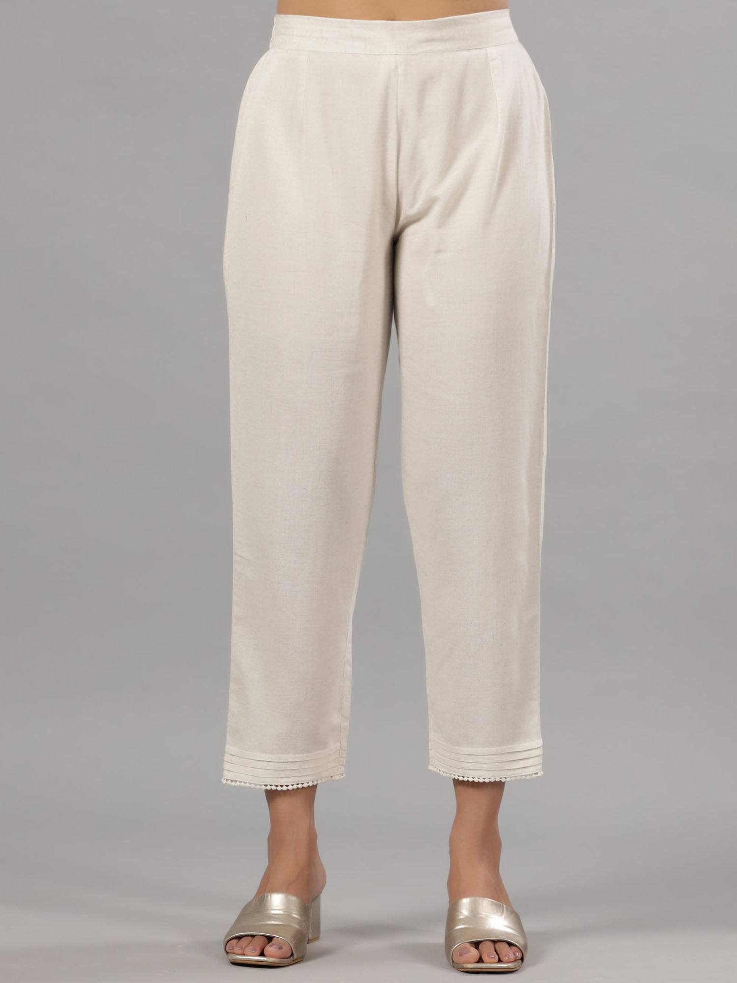 juniper White Solid Liva Rayon Pant-picture-26