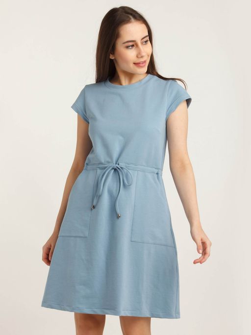Buy Zink London Women Dull Blue Glacier Drawstring Dress Online Buy Zink London Women Dull Blue Glacier Drawstring Dress Online