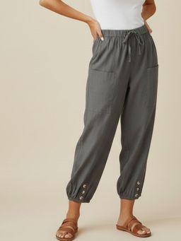 Outzidr - Charcoal High Waist Pocket Trouser