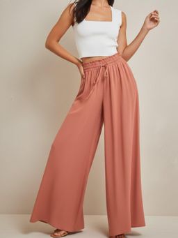 Outzidr - Peach Full Length Flared Pant