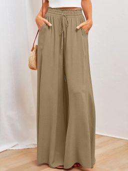 Outzidr - Khaki Full Length Flared Pant