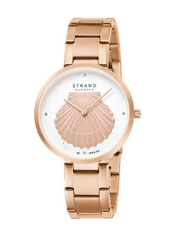Strand by Obaku - Oyster Fuscia White Dial Quartz Watch For Women (S700LHVISV-DOT)