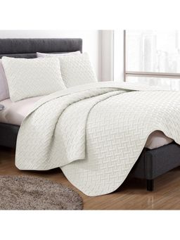 Story@Home - Double Size Queen Bedcover Quilted Queen Bedcover Bedspread With 2 Pillow Covers, Off White