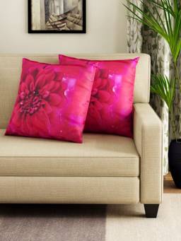 Swayam - Pink Square Printed Cushion Covers (Pack of 2) (16x16 Inches)