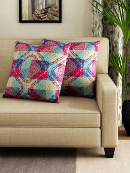 Swayam - Multicoloured Square Cushion Covers (Pack of 2) (16x16 Inches)