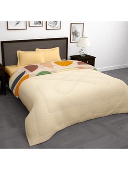 Story@Home - Polyester Microfibre 180 Gsm Cream Abstract Double Reversible Comforter Queen