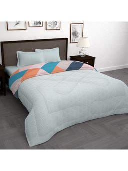 Story@Home - Polyester Microfibre 180 Gsm Light Orange Abstract Double Reversible Comforter Queen