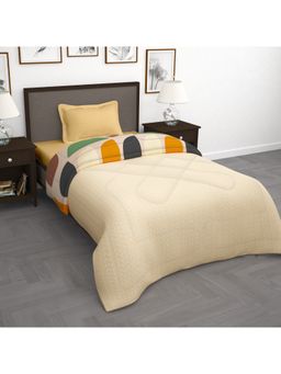 Story@Home - Polyester Microfibre 180 Gsm Cream Abstract Single Reversible Comforter