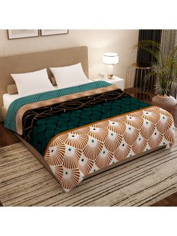 Story@Home - Polyester Double Bed Blanket Teal & Black Geometric Queen