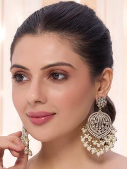 OOMPH - Mehndi Gold Kundan Jadau Drop Earrings