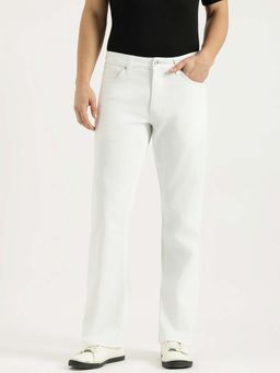United Colors of Benetton - Men White Solid Bootcut Fit Solid Mid Rise Jeans