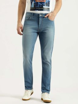 United Colors of Benetton - Men Light Blue Straight Fit Solid Mid Rise Jeans