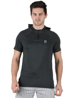 Rock.it - Men Olive Hood Smart Fit Half Sleeve T-Shirt