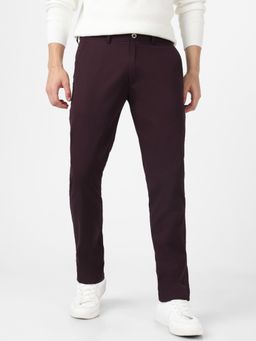 Urbano Fashion - Men Maroon Cotton Slim Fit Casual Chinos Trousers