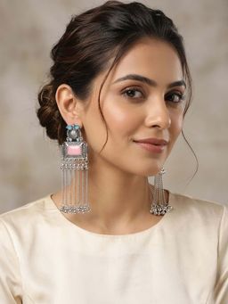 Zoey - Women Multi-Colour Silver Toned Stone Earrings