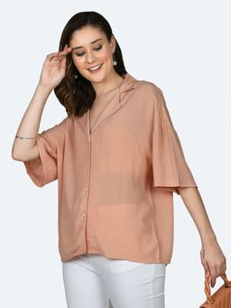 Zink London - Women Peach Solid Shirt