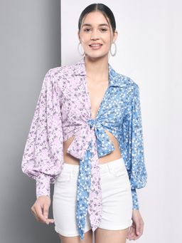 Trend Arrest - Dual Floral Printed Tie Up Top
