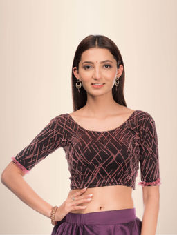 BINDIGASM'S ADVI - Madhu Zari Organza Ruffle Detail Stretchable Slip On Pink Blouse