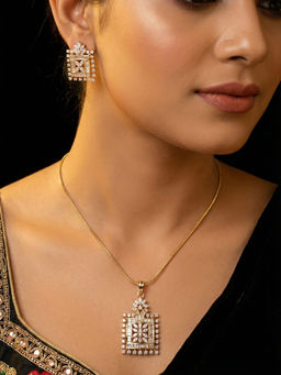 Nuyug - White American Diamond Divine Spark Necklace with Earrings