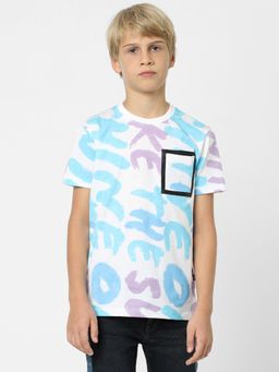 Jack & Jones Junior - Boys White Typographic Print T-shirt