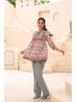 Rain & Rainbow - Women Pure Cotton Floral Printed Kurti