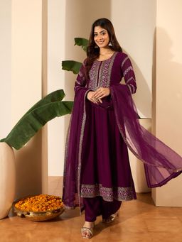 INDDUS - Women Sequined Embroidered Anarkali Kurta Palazzo With Dupataa
